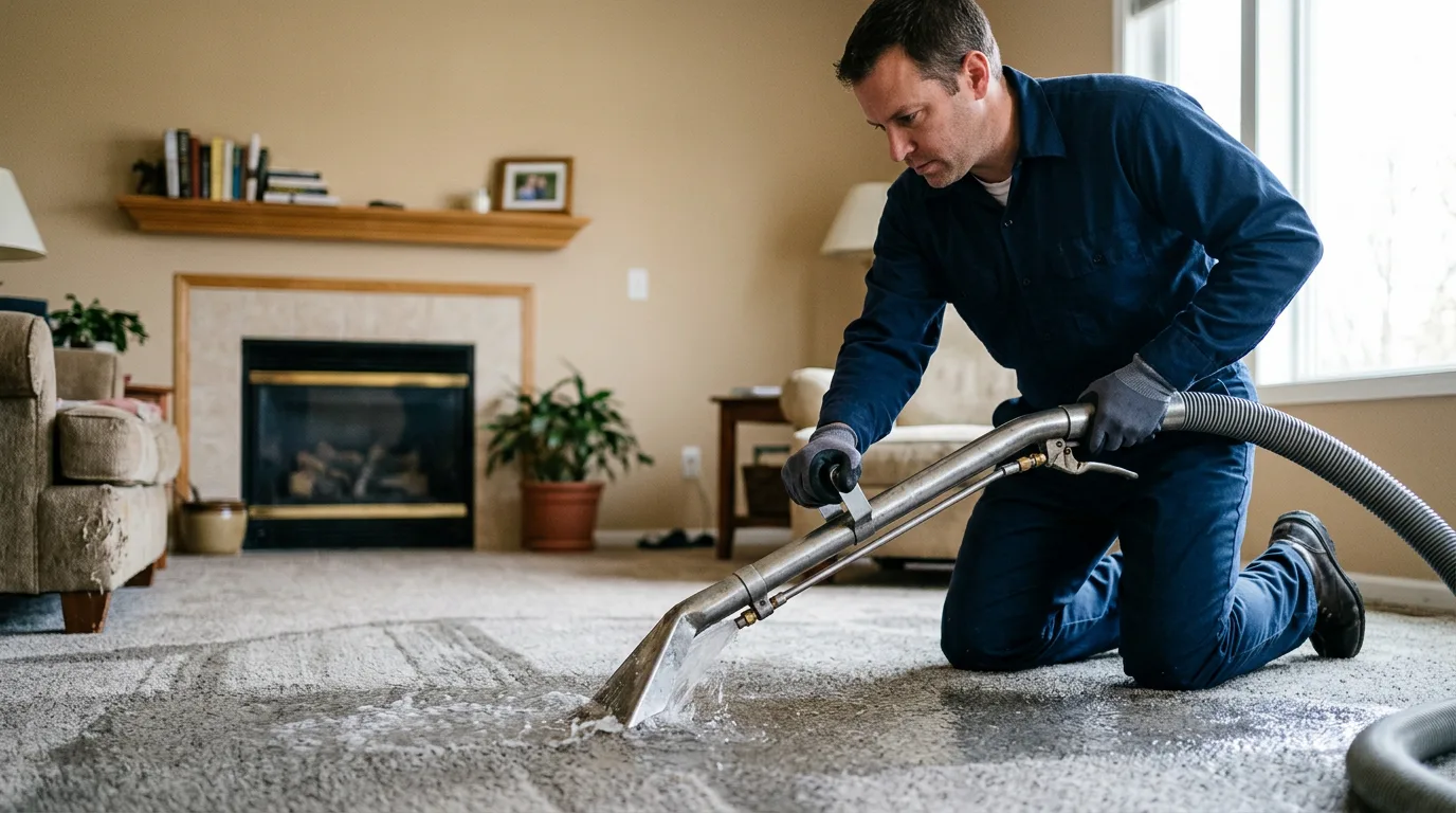 Water damage restoration technician working near Andreas, PA